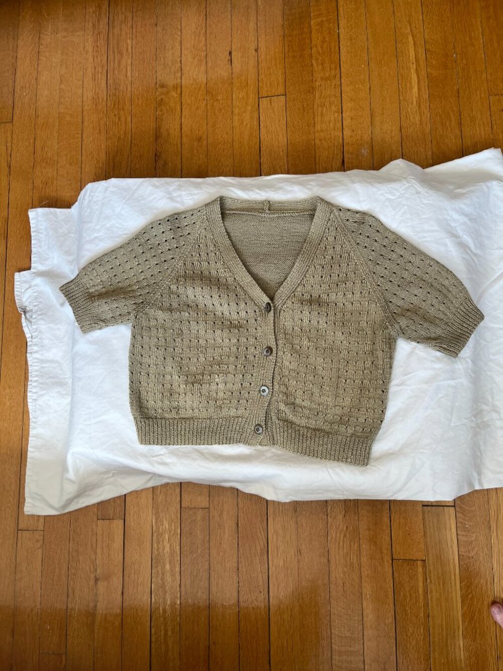 Handmade knit sweater button up